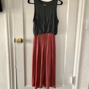 LOFT Rose and Grey Midi Dress